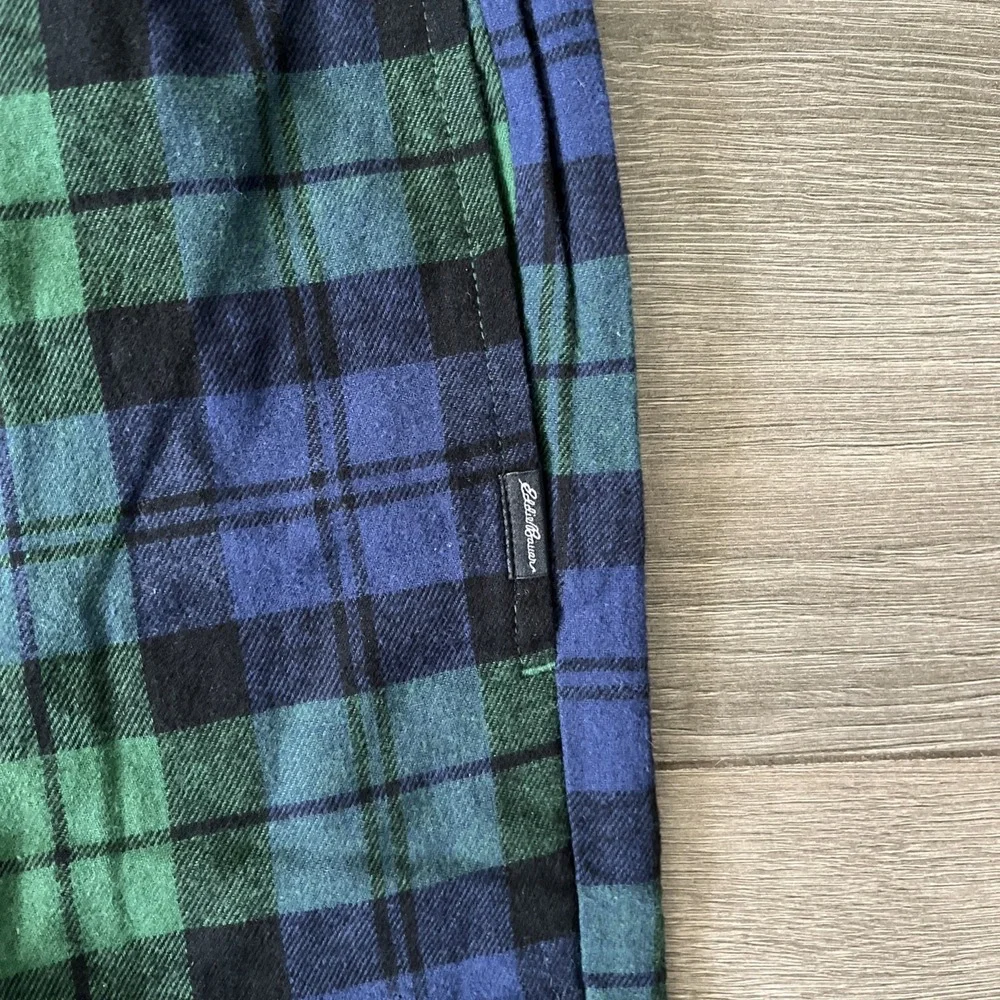 Eddie Bauer Mens M Lounge Pants Blue Green Plaid Drawstring